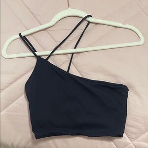 Navy Blue One-Shoulder Crop Top